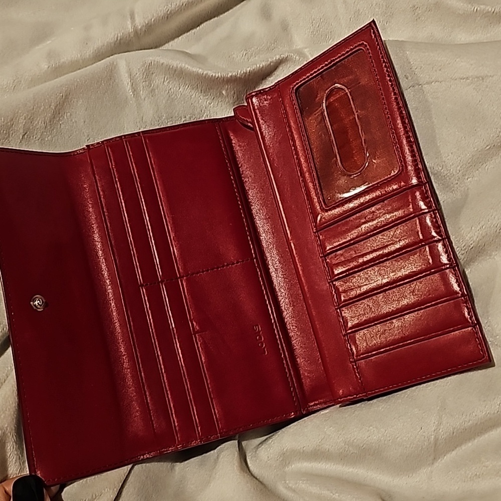 Lodis trifold black and red leather wallet very good condition - Picture 5 of 9